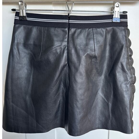 Marni Kid's Black Faux Leather Skirt with Logo and Scalloped Side, Size 12, EUC - Picture 3 of 9
